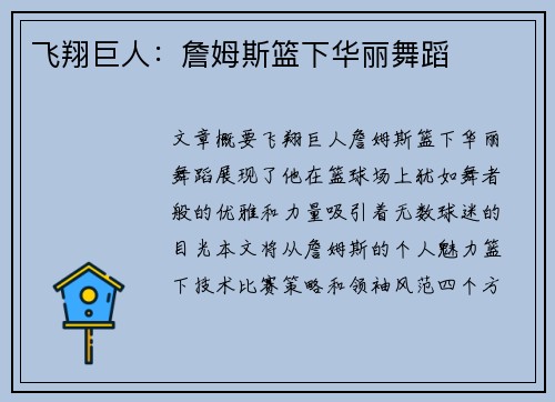 飞翔巨人：詹姆斯篮下华丽舞蹈